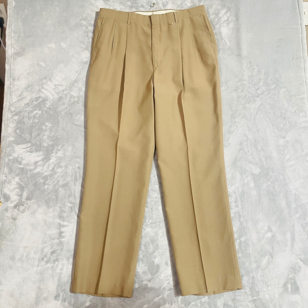 Haggar Imperial Vintage Dress Pants Mens 34x30 Made in USA Wool Blend Pleated